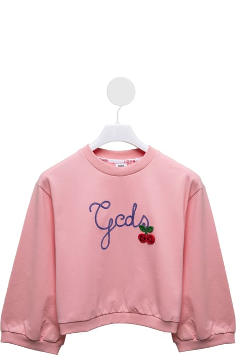 Gcds Girl's Pink Cotton Sweatshirt With Logo