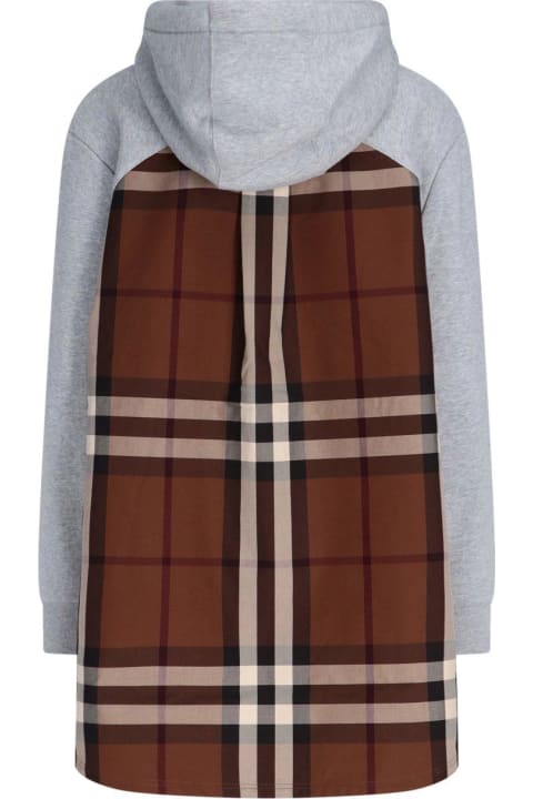 Burberry Women Burberry Check Panelled Drawstring Hoodie