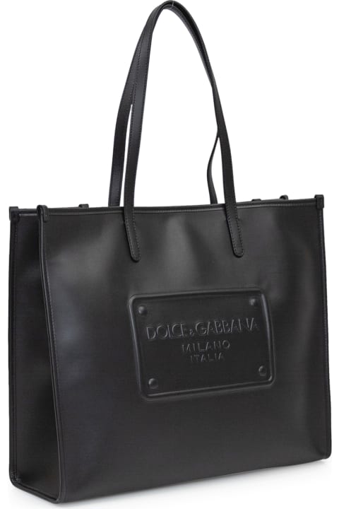 Dolce & Gabbana Totes for Men Dolce & Gabbana Black Leather Shopper