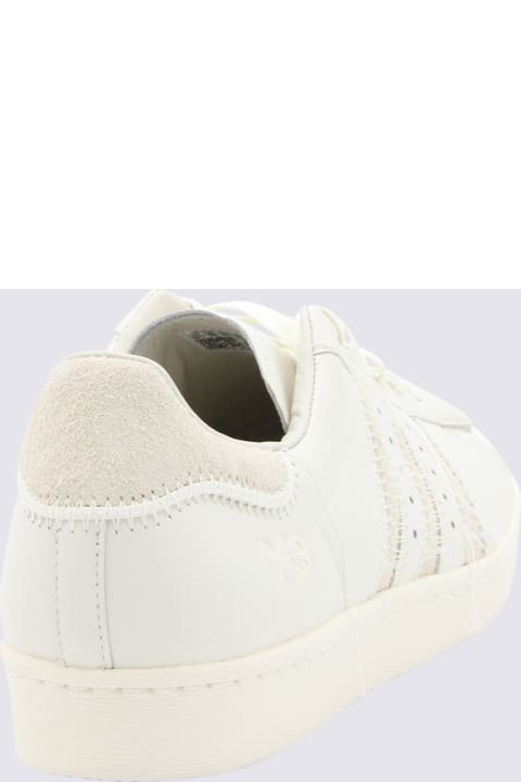 Shoes for Men Y-3 White Leather And Beige Suede Superstar Sneakers