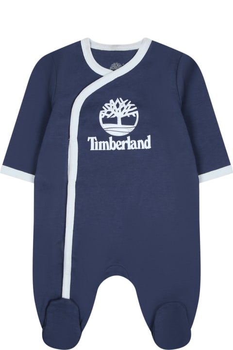 Bodysuits & Sets for Baby Boys Timberland Blue Jumpsuit For Baby Boy With Logo
