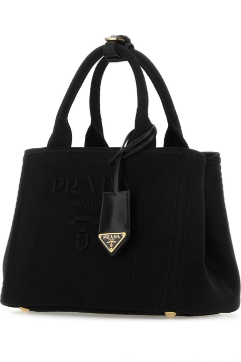 Prada Totes for Women Prada Black Canvas Shopping Bag
