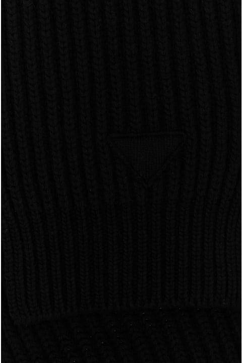 Prada Accessories for Women Prada Black Wool Blend Scarf