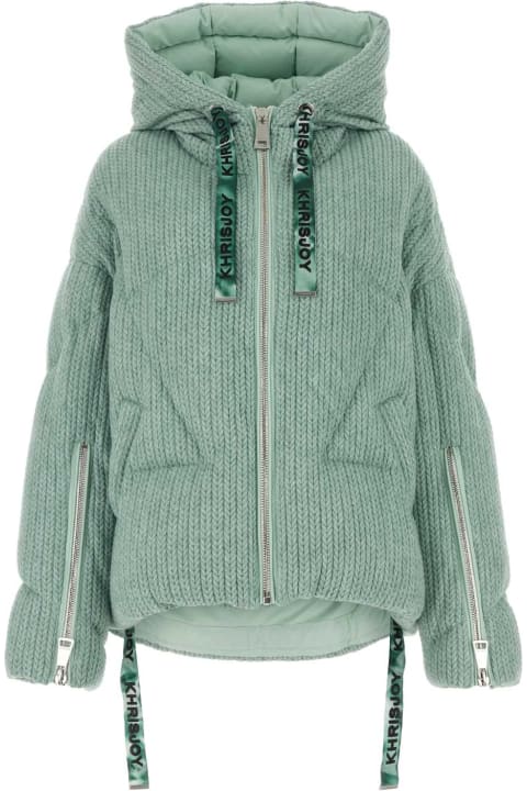 Khrisjoy Coats & Jackets for Women Khrisjoy Mint Green Knit Puff Down Jacket