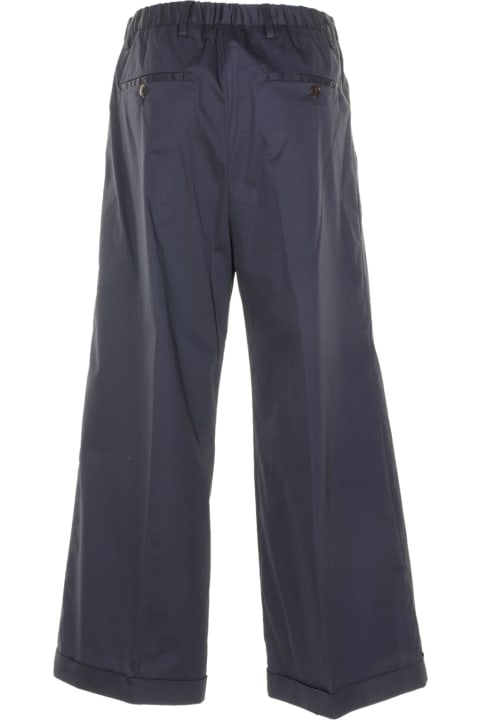 Wide Blue High-waisted Trousers