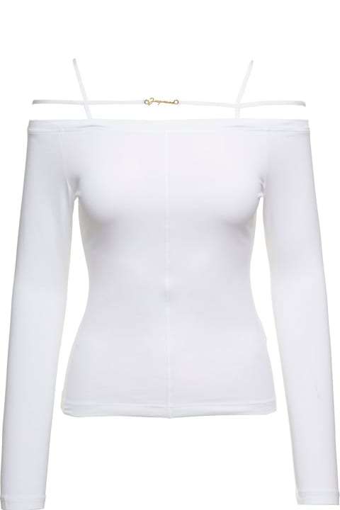ウィメンズ Jacquemusのトップス Jacquemus 'sierra' White Long-sleeve Top With Logo Detail In Jersey Woman