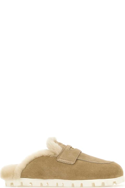 Miu Miu for Women Miu Miu Beige Suede Slippers