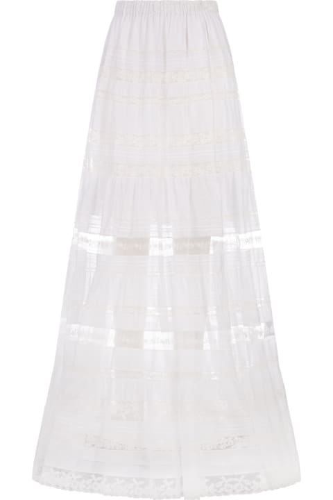 Ermanno Scervino Skirts for Women Ermanno Scervino Long White Ramiè Skirt With Valencienne Lace