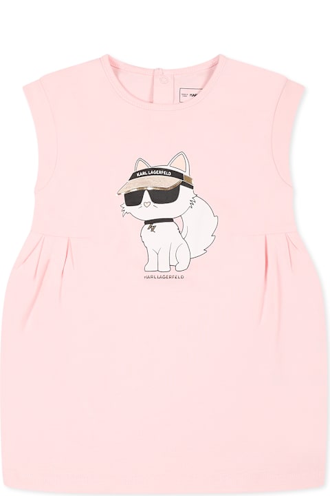 Karl Lagerfeld Kids Clothing for Baby Boys Karl Lagerfeld Kids Pink Dress For Baby Girl With Choupette