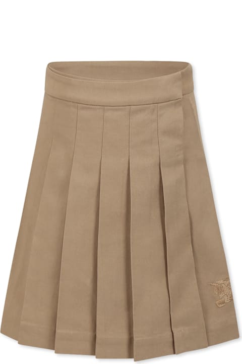 Bottoms for Girls Burberry Beige Skirt For Girl With Equestrian Knight Logo