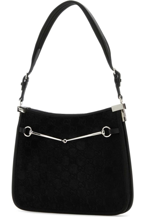 Bags for Women Gucci Black Gg Calf Hair Small Horsebit Handbag
