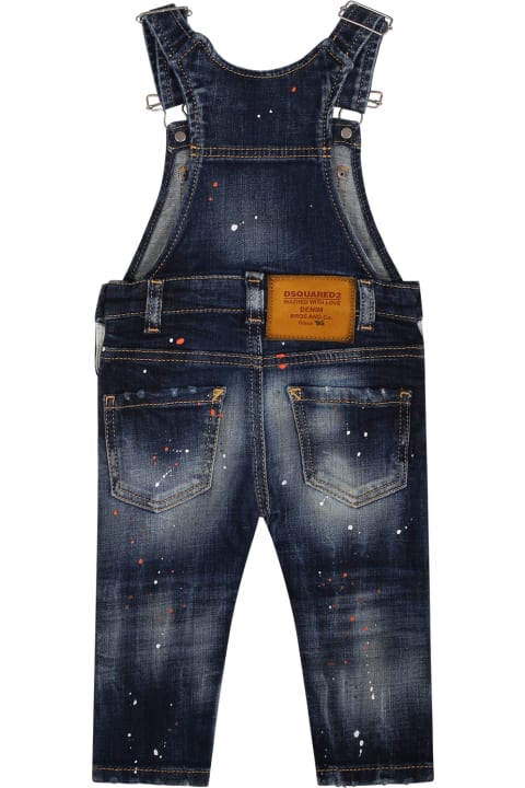 Topwear for Baby Girls Dsquared2 Denim Jumpsuit For Baby Boy With Spots Of Colour