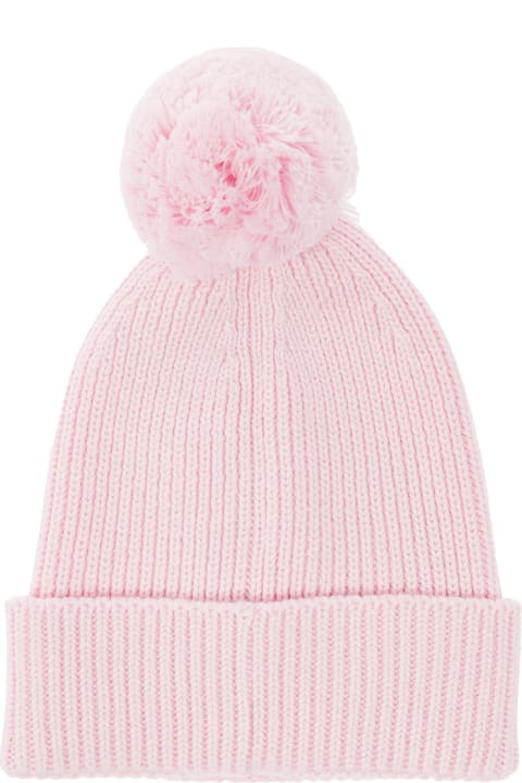Pink Wool And Cotton Hat With Pom Pon Detail  Golden Goose Kids Girl