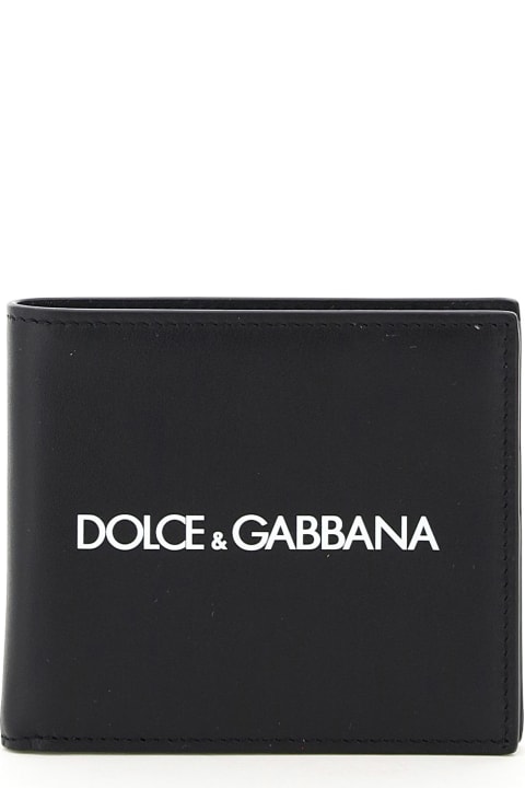 メンズ新着アイテム Dolce & Gabbana Logo Print Leather Bifold Wallet