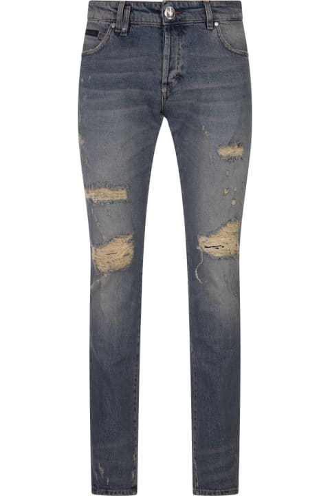 Philipp Plein Jeans for Men Philipp Plein Denim Trousers Super Straight Cut Fit