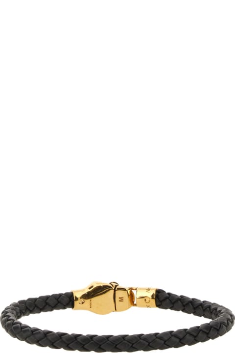Bracelets for Men Alexander McQueen Braided Leather Bracelet With Skull Detail