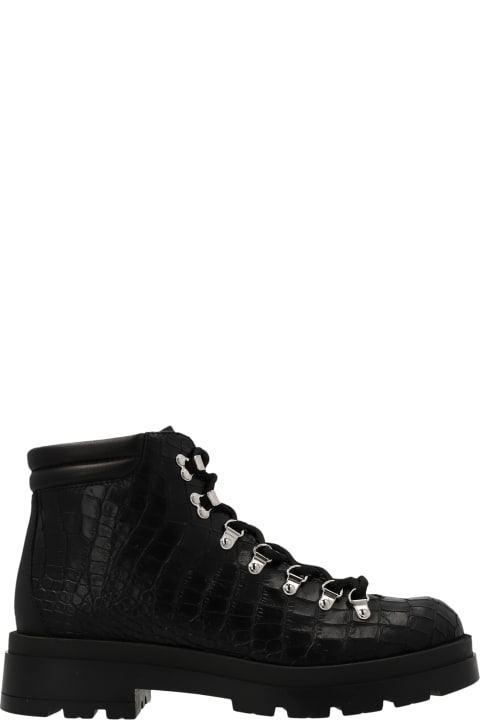 Croc Print Leather Boots