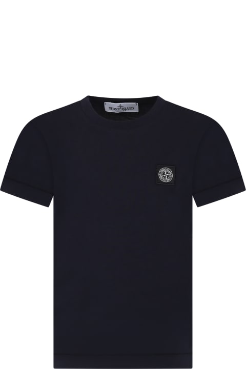 Stone Island Junior T-Shirts & Polo Shirts for Boys Stone Island Junior Blue T-shirt For Boy With Logo