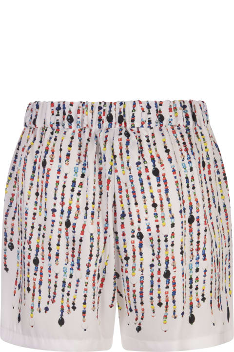 ウィメンズ MSGMのパンツ＆ショーツ MSGM White Shorts With Multicolour Bead Print