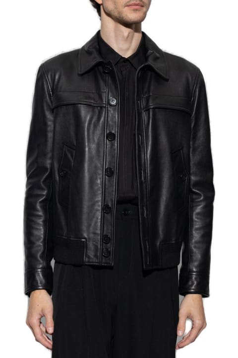 Coats & Jackets for Men Saint Laurent Button Up Leather Jacket