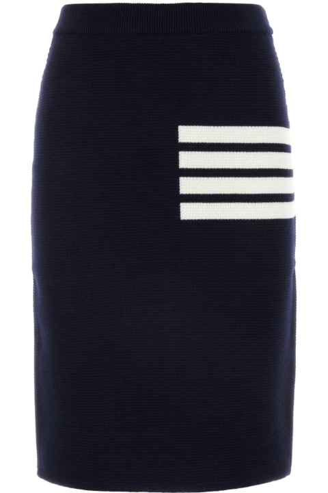 Thom Browne Skirts for Women Thom Browne Navy Blue Wool Blend Skirt