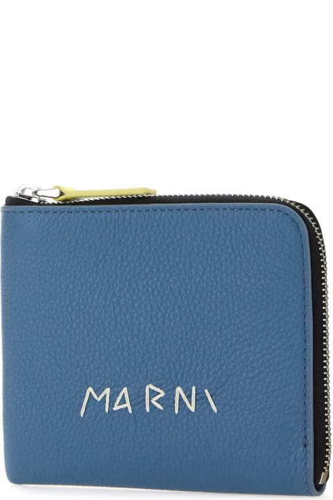メンズ Marniの財布 Marni Slate Blue Leather Wallet