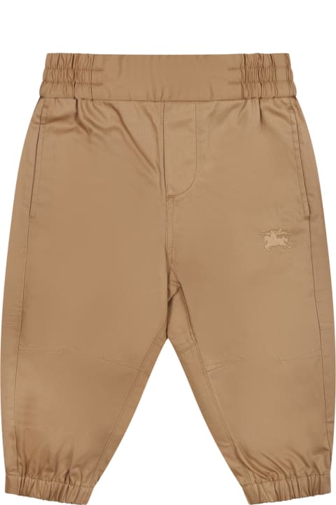 Sale for Baby Boys Burberry Beige Trousers Pour Baby Boy With Logo