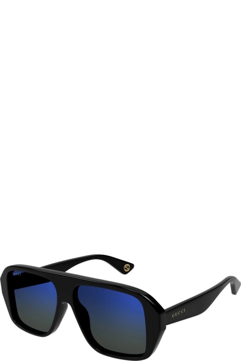 ウィメンズ アクセサリー Gucci Eyewear Gg1615s Linea Lettering 001 Black Blue Sunglasses