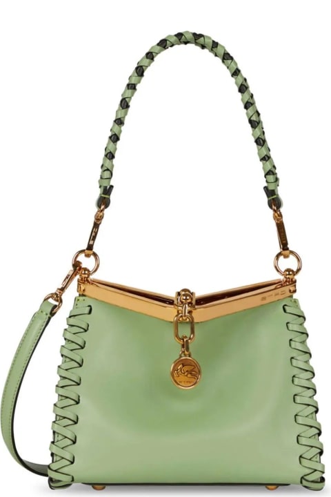 Etro for Women Etro Green Vela Mini Bag With Thread Work