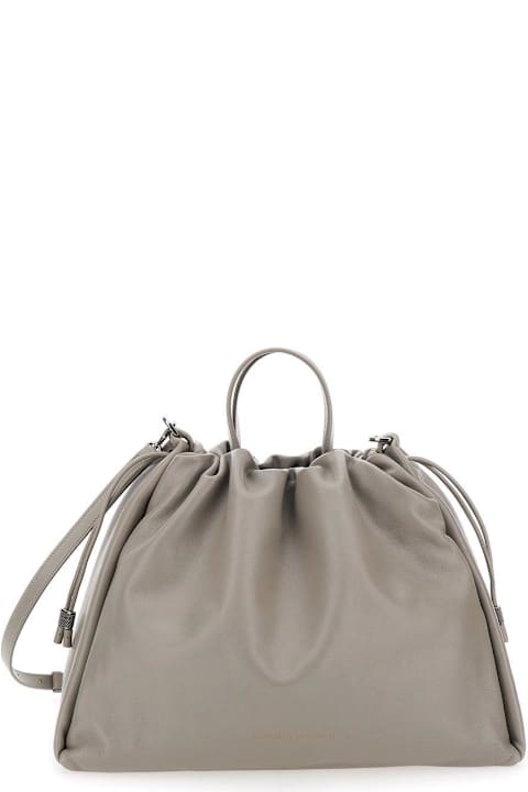 Totes for Women Brunello Cucinelli Monili Chain Detailed Drawstring Tote Bag