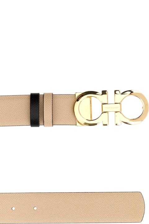 Belts for Women Ferragamo Beige Leather Reversibile Belt