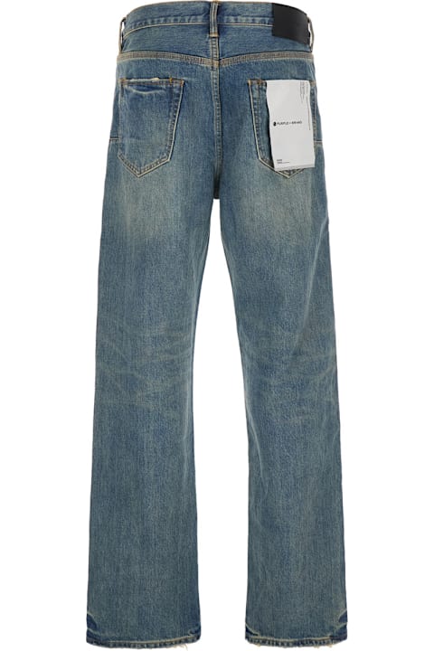 أدوات منزلية Purple Brand 'hadley Vintage' Blue Jeans With Ripped Detail On The Front And Logo Patch On The Rear In Denim Man