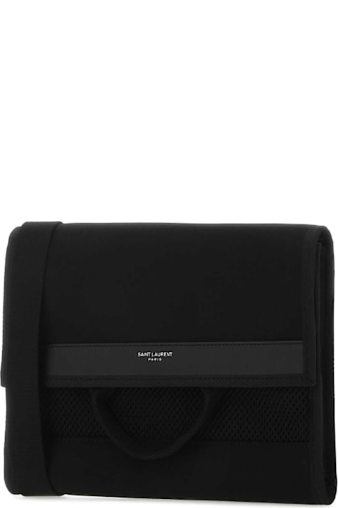 メンズ ショルダーバッグ Saint Laurent Black Nylon City Shoulder Bag