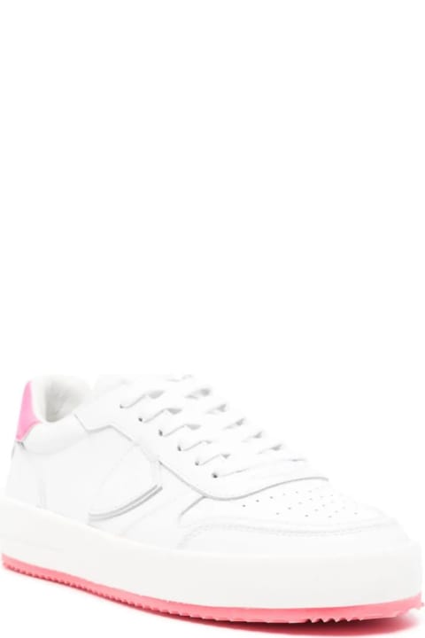 Philippe Model Sneakers for Women Philippe Model Nice Low Sneakers - White And Fuchsia