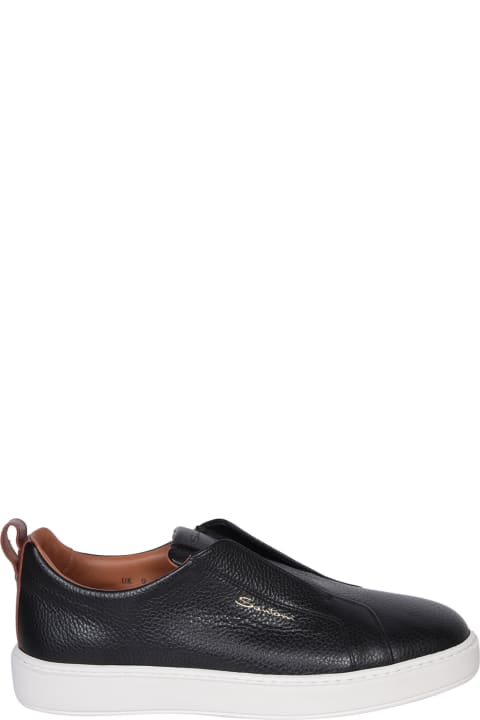 Shoes for Men Santoni Victor Leather Slip-on Black Sneakers