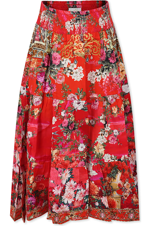 Homeware Camilla Red Skirt For Girl With Floral Print