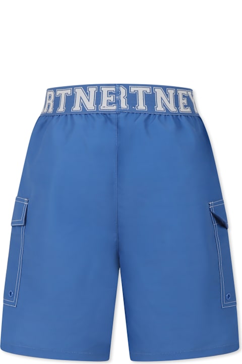 Stella McCartney Kids لـ أولاد Stella McCartney Kids Blue Swim Shorts For Boy With Logo