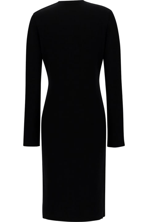 Tom Ford Dresses for Women Tom Ford Black Midi Dress With V Neckline In Wool Blend Woman