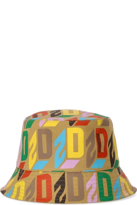 Hats for Women Dsquared2 Logo Printed Wide Brim Bucket Hat