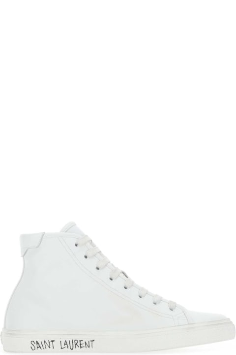 Saint Laurent Sale for Men Saint Laurent White Leather Malibu Sneakers