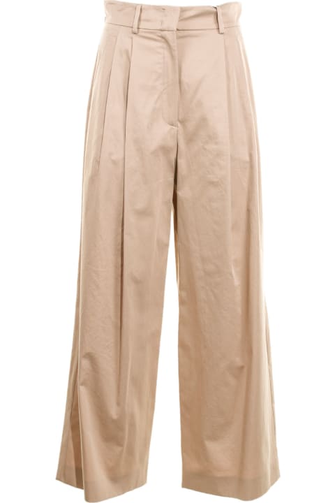 Wide Beige Cotton Trousers