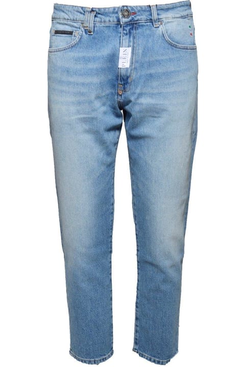 Philipp Plein Jeans for Men Philipp Plein Detroit Fit Logo-patch Mid-rise Jeans