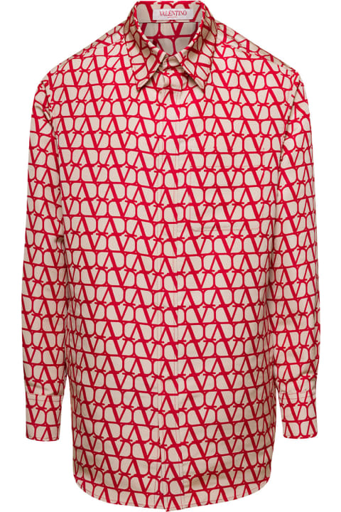 Red Toile Iconographe Shirt With Logo Print All-over In Silk Man