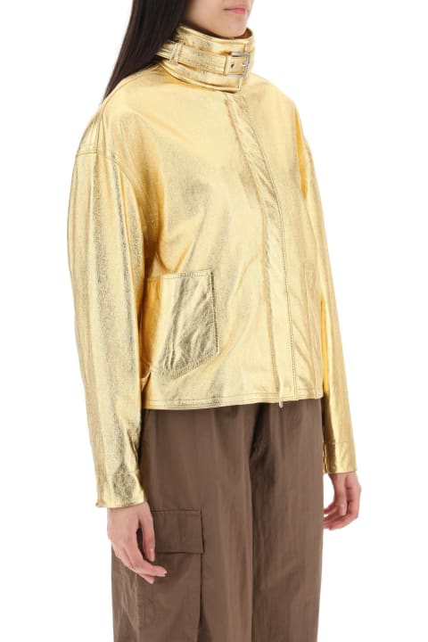 メンズ新着アイテム Saks Potts 'houston' Gold-laminated Leather Bomber Jacket