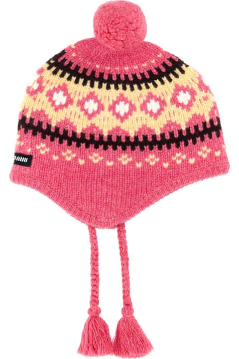 Fashion for Kids Miu Miu Embroidered Wool Beanie Hat