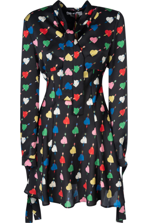 MSGM Dresses for Women MSGM Black Mini Dress With 'arrowed Heart Print' Motif