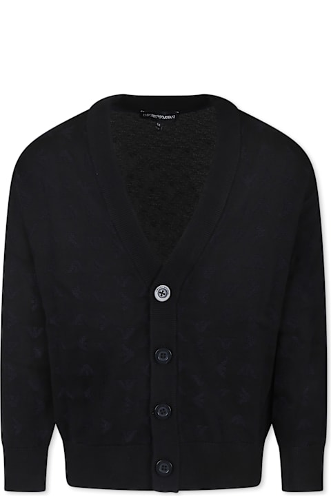Homeware Emporio Armani Blue Cardigan For Boy With Eagle