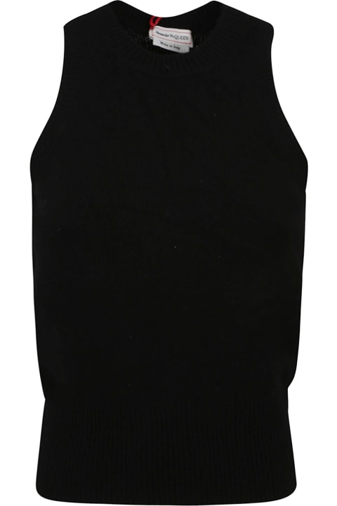 Coats & Jackets for Women Alexander McQueen Black Knitted Sleeveless Top