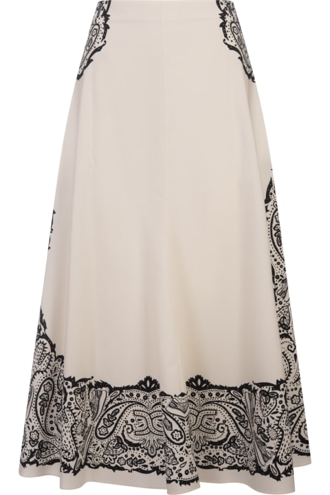 Skirts for Women Chloé White Flared Midi Skirt With Print