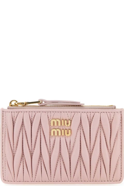 Wallets for Women Miu Miu Pastel Pink Leather Card Holder